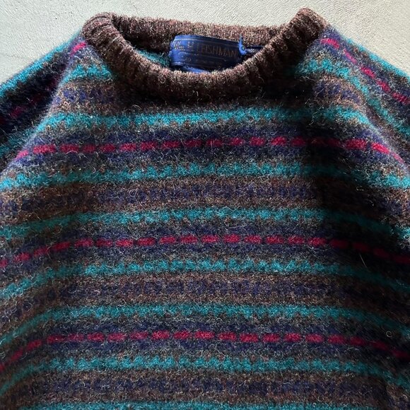 vintage striped boxy purple blue wool sweater - Picture 2 of 4